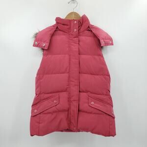 Talbots Women's Pink Goose Down Quilted Puffer Jacket Vest Small Petite